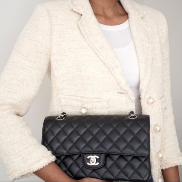 New Zara Ivory Ecru Tweed Textured Blazer Jacket w/Pockets, Pearl Buttons, Ivory - Picture 2 of 14